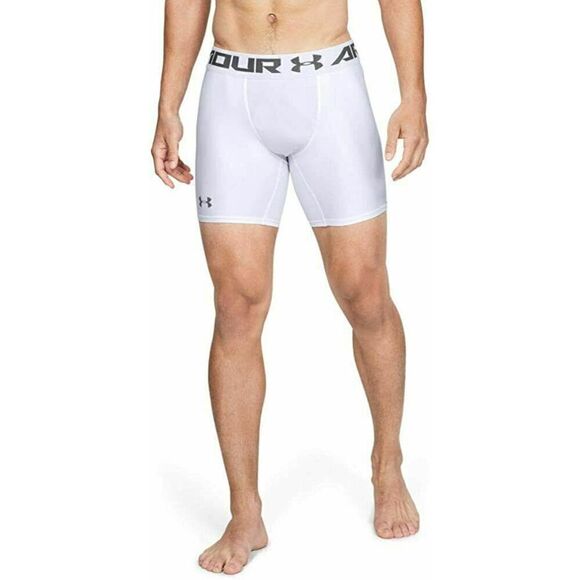 Under Armour 1289566 100 Men's Sz XXL White HeatGear  Mid Compression Shorts - Picture 1 of 4